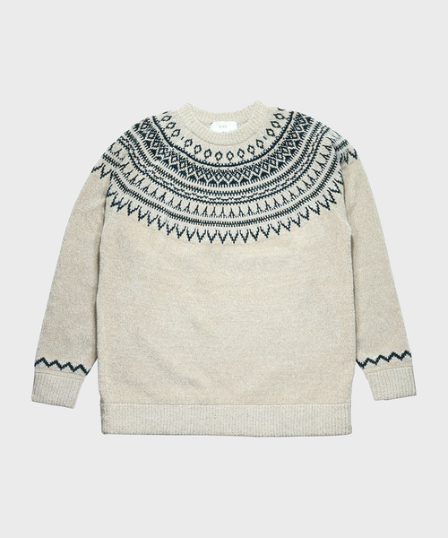 NIDO（ニド）の「求心柄モールプルオーバー（ニット/セーター・メンズ・ブラック/ベージュ/グレイッシュベージュ・M/L）」の13枚目の写真