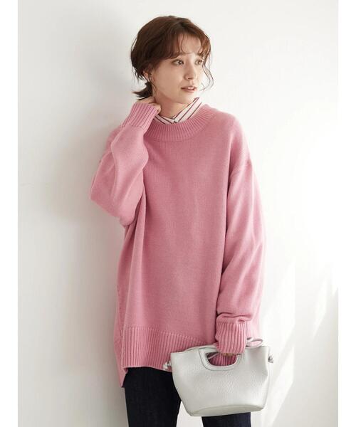 Green　Parks（グリーンパークス）の「度詰めニットチュニック＊（ニット/セーター・レディース・ブルー/ライトベージュ/ピンク/ブラウン・FREE）」の5枚目の写真