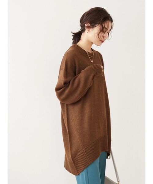 Green　Parks（グリーンパークス）の「度詰めニットチュニック＊（ニット/セーター・レディース・ブルー/ライトベージュ/ピンク/ブラウン・FREE）」の7枚目の写真