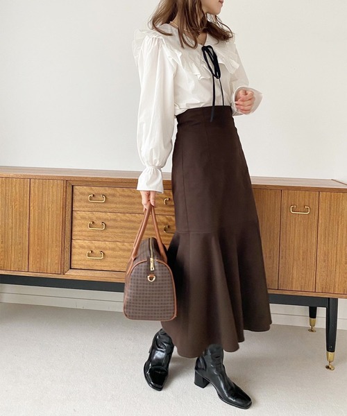 one after another NICE CLAUP(ワンアフターアナザーナイスクラップ)の「Sサイズあり ハイウエストレディマーメイドスカート(スカート・レディース・ブラウン/ブラック/アイボリー/ブルー・S/M)」の10枚目の写真