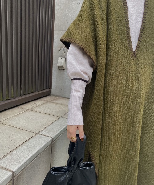 I_am(アイアム)の「stitch knit vest set(ベスト・レディース・ブラウン/カーキ・FREE)」の9枚目の写真
