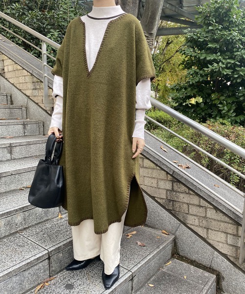 I_am(アイアム)の「stitch knit vest set(ベスト・レディース・ブラウン/カーキ・FREE)」の5枚目の写真