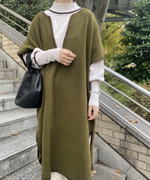 I_am(アイアム)の「stitch knit vest set(ベスト・レディース・ブラウン/カーキ・FREE)」の4枚目の写真