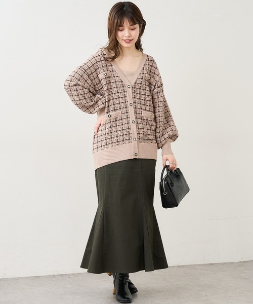 natural couture（ナチュラルクチュール）の「【WEB限定カラー有り】ツイードニットVカーディガン（カーディガン/ボレロ・レディース・アイボリー/ブラック/ブラウン・FREE）」の14枚目の写真