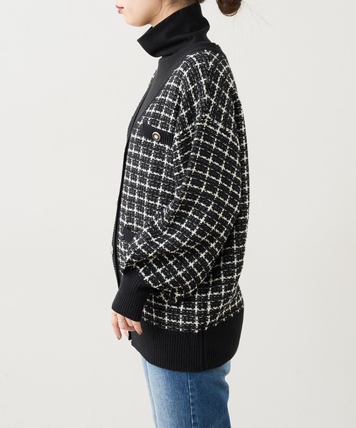 natural couture（ナチュラルクチュール）の「【WEB限定カラー有り】ツイードニットVカーディガン（カーディガン/ボレロ・レディース・アイボリー/ブラック/ブラウン・FREE）」の17枚目の写真