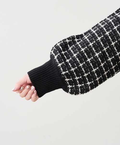 セール】【WEB限定カラー有り】ツイードニットVカーディガン