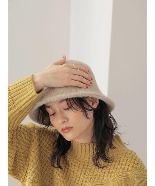 AMERICAN HOLIC（アメリカンホリック）の「シャギーバケットハット（ニットキャップ/ビーニー・レディース・ブラック/グレイッシュベージュ・FREE）」の3枚目の写真