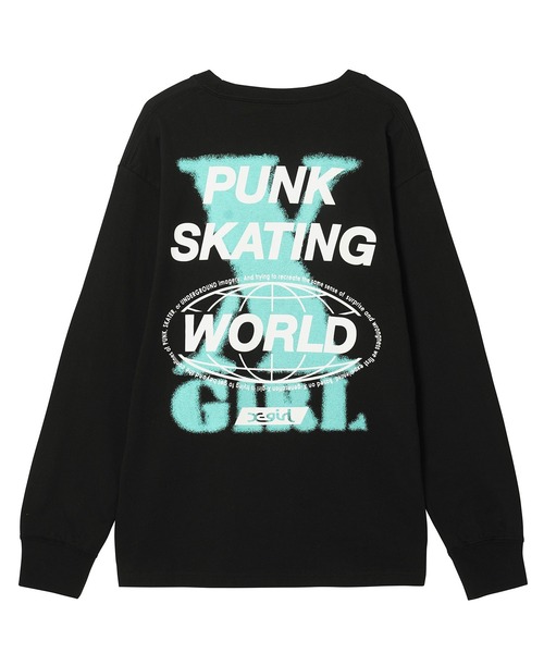 X-girl（エックスガール）の「DOUBLE PRINT L/S TEE（Tシャツ/カットソー・レディース・ホワイト/ライトグリーン/ブラック・M/S/L/XL）」の4枚目の写真