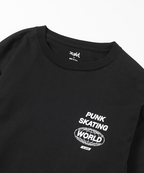 X-girl（エックスガール）の「DOUBLE PRINT L/S TEE（Tシャツ/カットソー・レディース・ホワイト/ライトグリーン/ブラック・M/S/L/XL）」の5枚目の写真