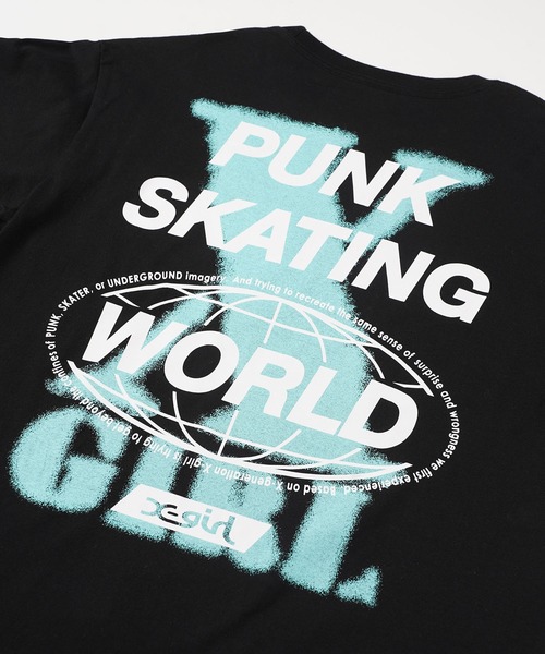 X-girl（エックスガール）の「DOUBLE PRINT L/S TEE（Tシャツ/カットソー・レディース・ホワイト/ライトグリーン/ブラック・M/S/L/XL）」の9枚目の写真