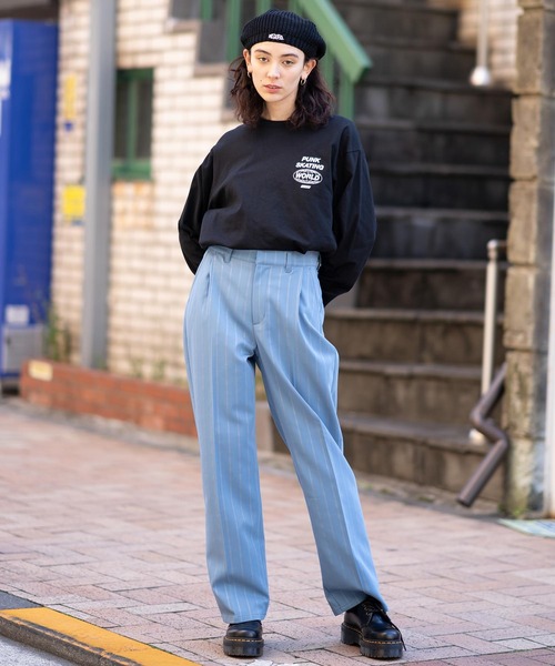 X-girl（エックスガール）の「DOUBLE PRINT L/S TEE（Tシャツ/カットソー・レディース・ホワイト/ライトグリーン/ブラック・M/S/L/XL）」の20枚目の写真