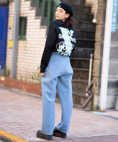 X-girl（エックスガール）の「DOUBLE PRINT L/S TEE（Tシャツ/カットソー・レディース・ホワイト/ライトグリーン/ブラック・M/S/L/XL）」の21枚目の写真