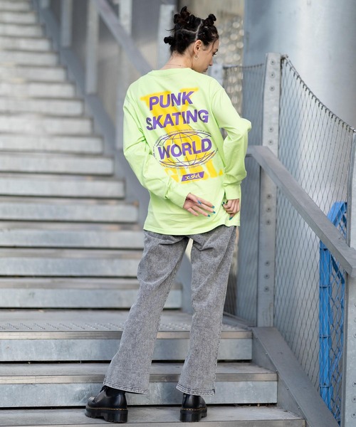 X-girl（エックスガール）の「DOUBLE PRINT L/S TEE（Tシャツ/カットソー・レディース・ホワイト/ライトグリーン/ブラック・M/S/L/XL）」の19枚目の写真