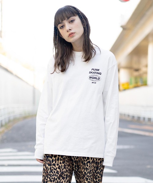 X-girl（エックスガール）の「DOUBLE PRINT L/S TEE（Tシャツ/カットソー・レディース・ホワイト/ライトグリーン/ブラック・M/S/L/XL）」の12枚目の写真