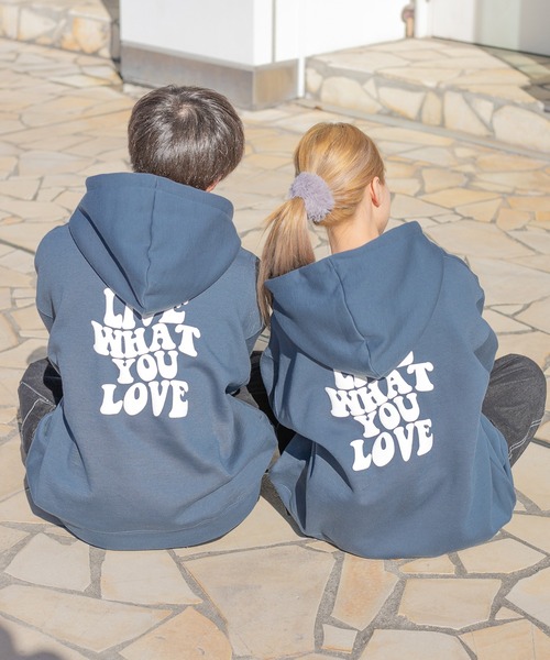 PairPair(ペアペア)の「発泡プリントBIGフーディー(ユニセックス)(パーカー・レディース・ブラック/アイボリー/グレイッシュブルー・FREE)」の3枚目の写真