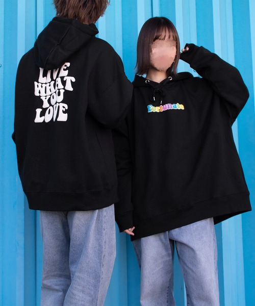 PairPair(ペアペア)の「発泡プリントBIGフーディー(ユニセックス)(パーカー・レディース・ブラック/アイボリー/グレイッシュブルー・FREE)」の21枚目の写真