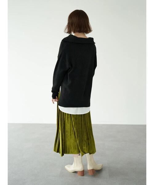 YECCA VECCA（イェッカヴェッカ）の「・襟付き畦編みニット（ニット/セーター・レディース・ブラック/サックスブルー/オフホワイト・FREE）」の6枚目の写真