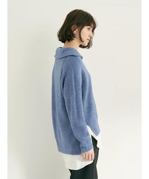 YECCA VECCA（イェッカヴェッカ）の「・襟付き畦編みニット（ニット/セーター・レディース・ブラック/サックスブルー/オフホワイト・FREE）」の10枚目の写真