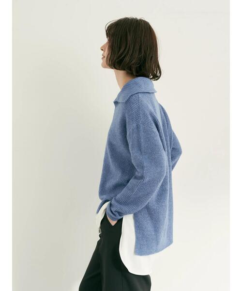 YECCA VECCA（イェッカヴェッカ）の「・襟付き畦編みニット（ニット/セーター・レディース・ブラック/サックスブルー/オフホワイト・FREE）」の11枚目の写真