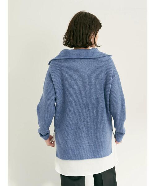 YECCA VECCA（イェッカヴェッカ）の「・襟付き畦編みニット（ニット/セーター・レディース・ブラック/サックスブルー/オフホワイト・FREE）」の12枚目の写真