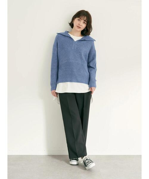 YECCA VECCA（イェッカヴェッカ）の「・襟付き畦編みニット（ニット/セーター・レディース・ブラック/サックスブルー/オフホワイト・FREE）」の13枚目の写真