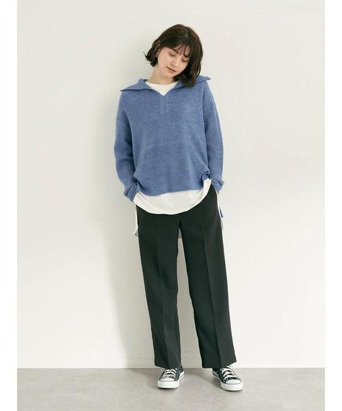 YECCA VECCA（イェッカヴェッカ）の「・襟付き畦編みニット（ニット/セーター・レディース・ブラック/サックスブルー/オフホワイト・FREE）」の14枚目の写真