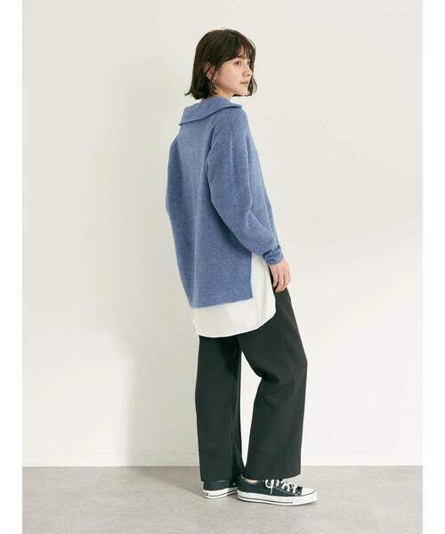 YECCA VECCA（イェッカヴェッカ）の「・襟付き畦編みニット（ニット/セーター・レディース・ブラック/サックスブルー/オフホワイト・FREE）」の16枚目の写真