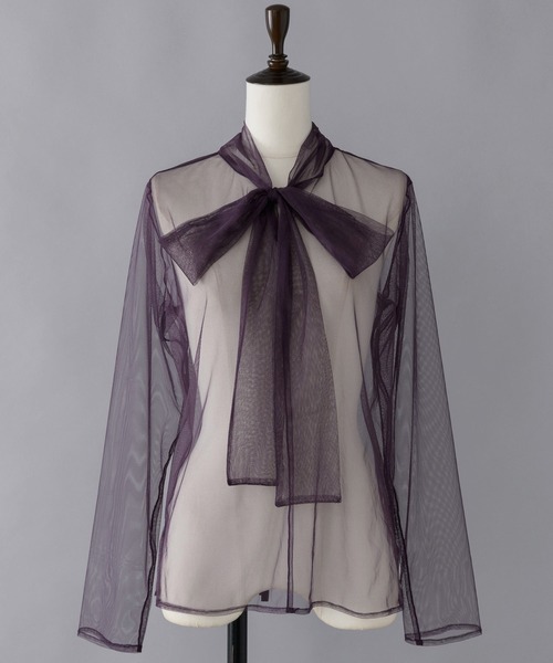 musubore(ムスボレ)の「ボウタイチュールブラウス(シャツ/ブラウス・レディース・ブラック/パープル/グレー/ライトパープル・FREE)」の3枚目の写真