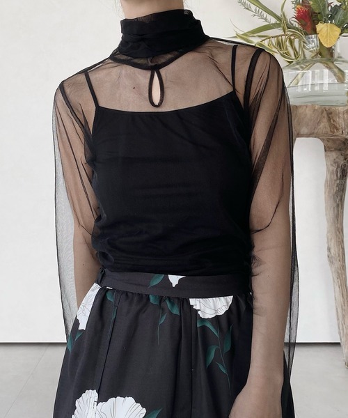 musubore(ムスボレ)の「ボウタイチュールブラウス(シャツ/ブラウス・レディース・ブラック/パープル/グレー/ライトパープル・FREE)」の5枚目の写真