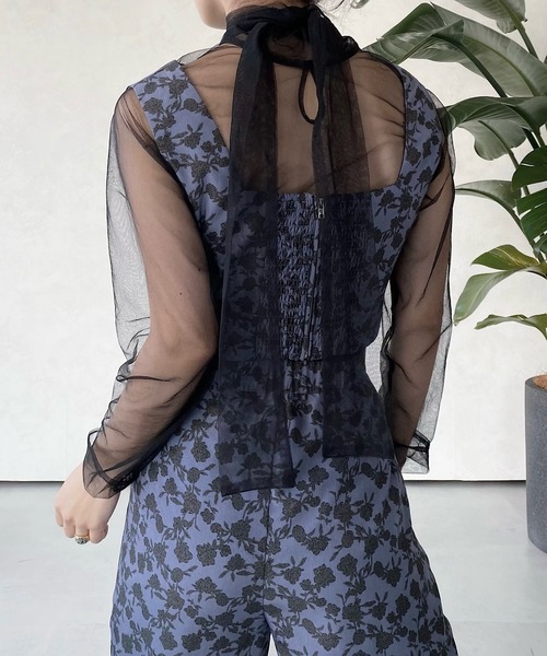 musubore(ムスボレ)の「ボウタイチュールブラウス(シャツ/ブラウス・レディース・ブラック/パープル/グレー/ライトパープル・FREE)」の14枚目の写真