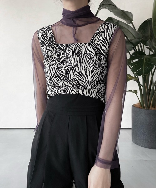 musubore(ムスボレ)の「ボウタイチュールブラウス(シャツ/ブラウス・レディース・ブラック/パープル/グレー/ライトパープル・FREE)」の10枚目の写真