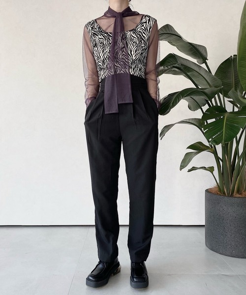 musubore(ムスボレ)の「ボウタイチュールブラウス(シャツ/ブラウス・レディース・ブラック/パープル/グレー/ライトパープル・FREE)」の11枚目の写真