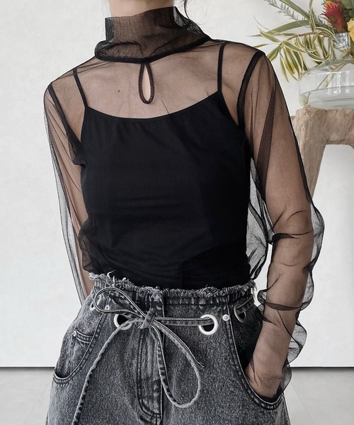 musubore(ムスボレ)の「ボウタイチュールブラウス(シャツ/ブラウス・レディース・ブラック/パープル/グレー/ライトパープル・FREE)」の20枚目の写真