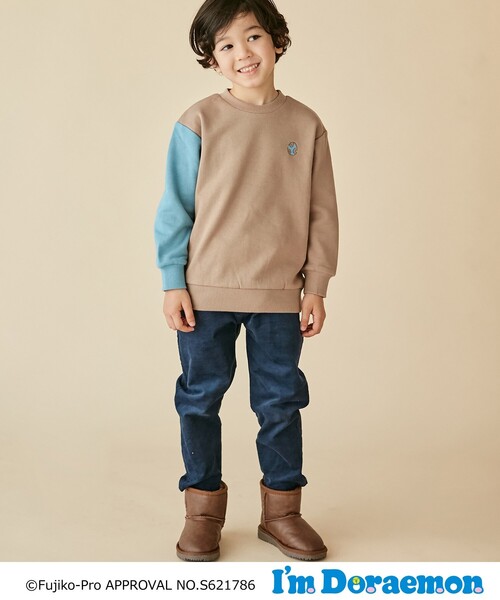 THE SHOP TK （ザ ショップ ティーケー ）の「◆【140cmまで】I’m Doraemon 袖切替プルオーバー（スウェット・キッズ・ピンク系/ベージュ・12/10/14/13/11）」の3枚目の写真