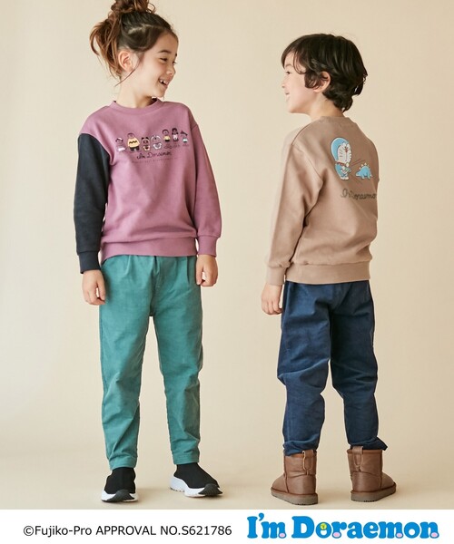 THE SHOP TK （ザ ショップ ティーケー ）の「◆【140cmまで】I’m Doraemon 袖切替プルオーバー（スウェット・キッズ・ピンク系/ベージュ・12/10/14/13/11）」の5枚目の写真