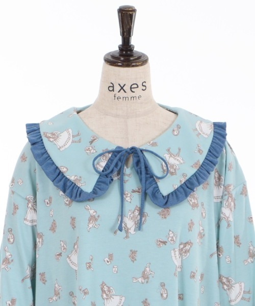 axes femme（アクシーズファム）の「フリル襟総柄ワンピース（ルームワンピース・レディース・ピンク/ブルー・MEDIUM）」の17枚目の写真