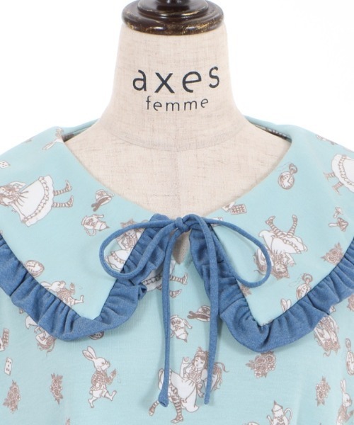 axes femme（アクシーズファム）の「フリル襟総柄ワンピース（ルームワンピース・レディース・ピンク/ブルー・MEDIUM）」の20枚目の写真