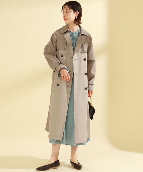 Ray BEAMS（レイビームス）の「Ray BEAMS / へリンボーン キリカエ トレンチコート（トレンチコート・レディース・ベージュ/シルバー・ONE SIZE）」の5枚目の写真