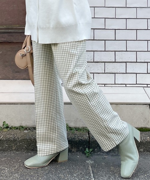 w closet（ダブルクローゼット）の「チェックタックパンツ（その他パンツ・レディース・オフホワイト/オレンジ/グリーン・FREE）」の9枚目の写真