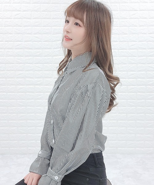 Lace Ladies(レースレディース)の「ストライプ ボリューム袖 シャツ(シャツ/ブラウス・レディース・ブラック/ブルー・S/M/L/XL)」の10枚目の写真
