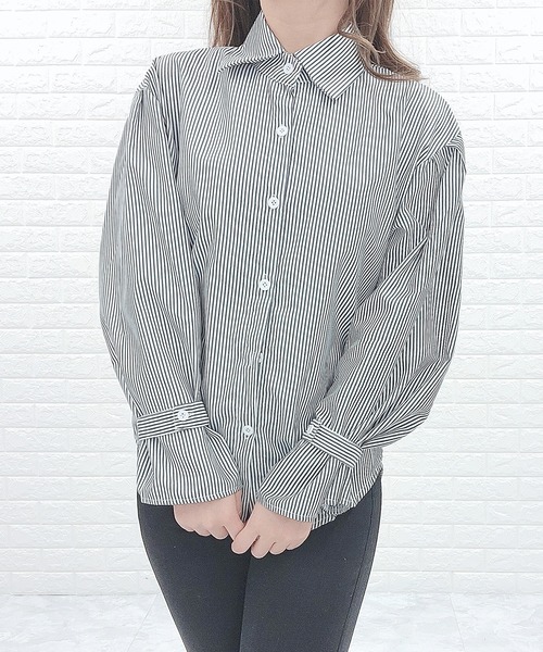 Lace Ladies(レースレディース)の「ストライプ ボリューム袖 シャツ(シャツ/ブラウス・レディース・ブラック/ブルー・S/M/L/XL)」の18枚目の写真