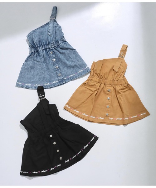 ANAP kids（アナップキッズ）の「ワンショルダージャンパースカート（ジャンパースカート・キッズ・ブラック/ベージュ/ブルー・130cm/110cm/120cm）」の9枚目の写真