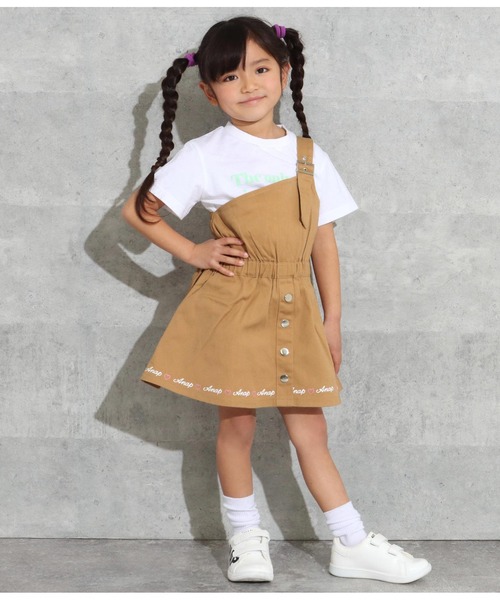 ANAP kids（アナップキッズ）の「ワンショルダージャンパースカート（ジャンパースカート・キッズ・ブラック/ベージュ/ブルー・130cm/110cm/120cm）」の4枚目の写真