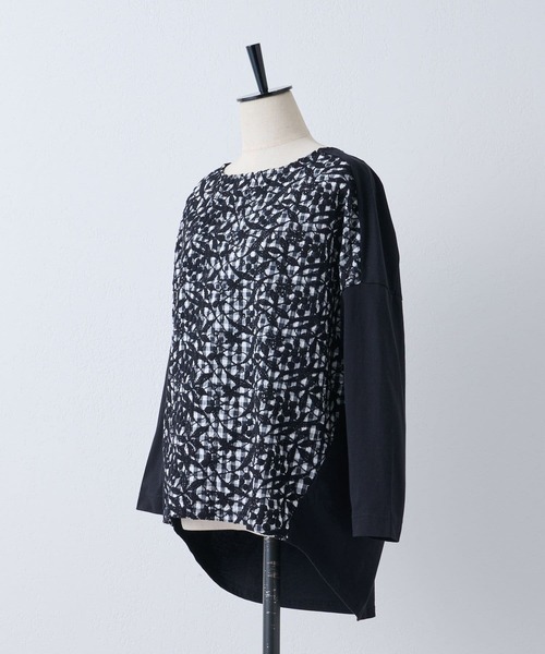 BEARDSLEY(ビアズリー)の「ギンガムフロント刺繍カットソー(Tシャツ/カットソー・レディース・ブラック・1/2/0)」の2枚目の写真