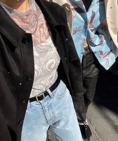 WHO'S WHO gallery（フーズフーギャラリー）の「アソート柄パワーネットトップス（その他トップス・レディース・パープル/オフホワイト/グレー/サックスブルー・FREE）」の6枚目の写真