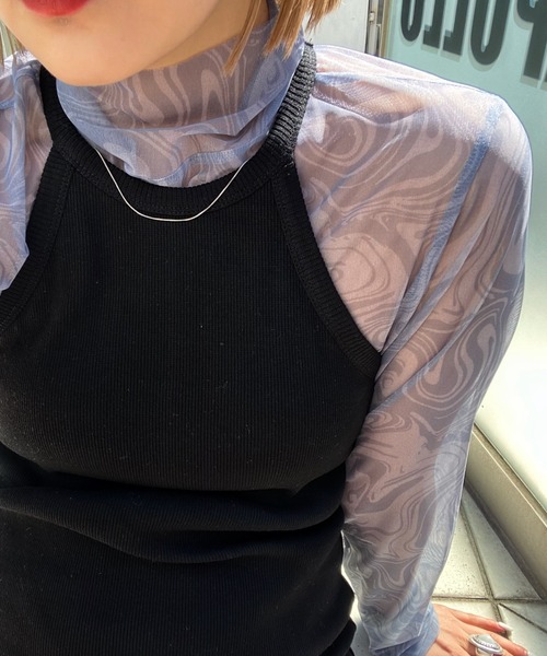 WHO'S WHO gallery（フーズフーギャラリー）の「アソート柄パワーネットトップス（その他トップス・レディース・パープル/オフホワイト/グレー/サックスブルー・FREE）」の9枚目の写真