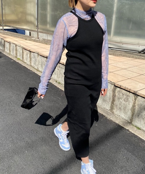 WHO'S WHO gallery（フーズフーギャラリー）の「アソート柄パワーネットトップス（その他トップス・レディース・パープル/オフホワイト/グレー/サックスブルー・FREE）」の10枚目の写真