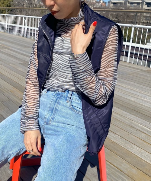 WHO'S WHO gallery（フーズフーギャラリー）の「アソート柄パワーネットトップス（その他トップス・レディース・パープル/オフホワイト/グレー/サックスブルー・FREE）」の16枚目の写真