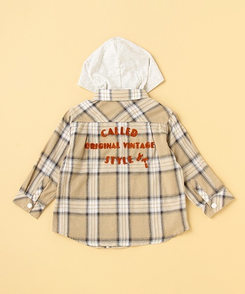 kladskap（クレードスコープ）の「チェック長袖シャツパーカ（パーカー・キッズ・ネイビー/ベージュ・100cm/110cm/120cm/90cm/130cm）」の6枚目の写真