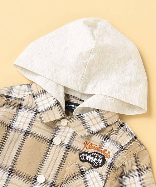 kladskap（クレードスコープ）の「チェック長袖シャツパーカ（パーカー・キッズ・ネイビー/ベージュ・100cm/110cm/120cm/90cm/130cm）」の9枚目の写真